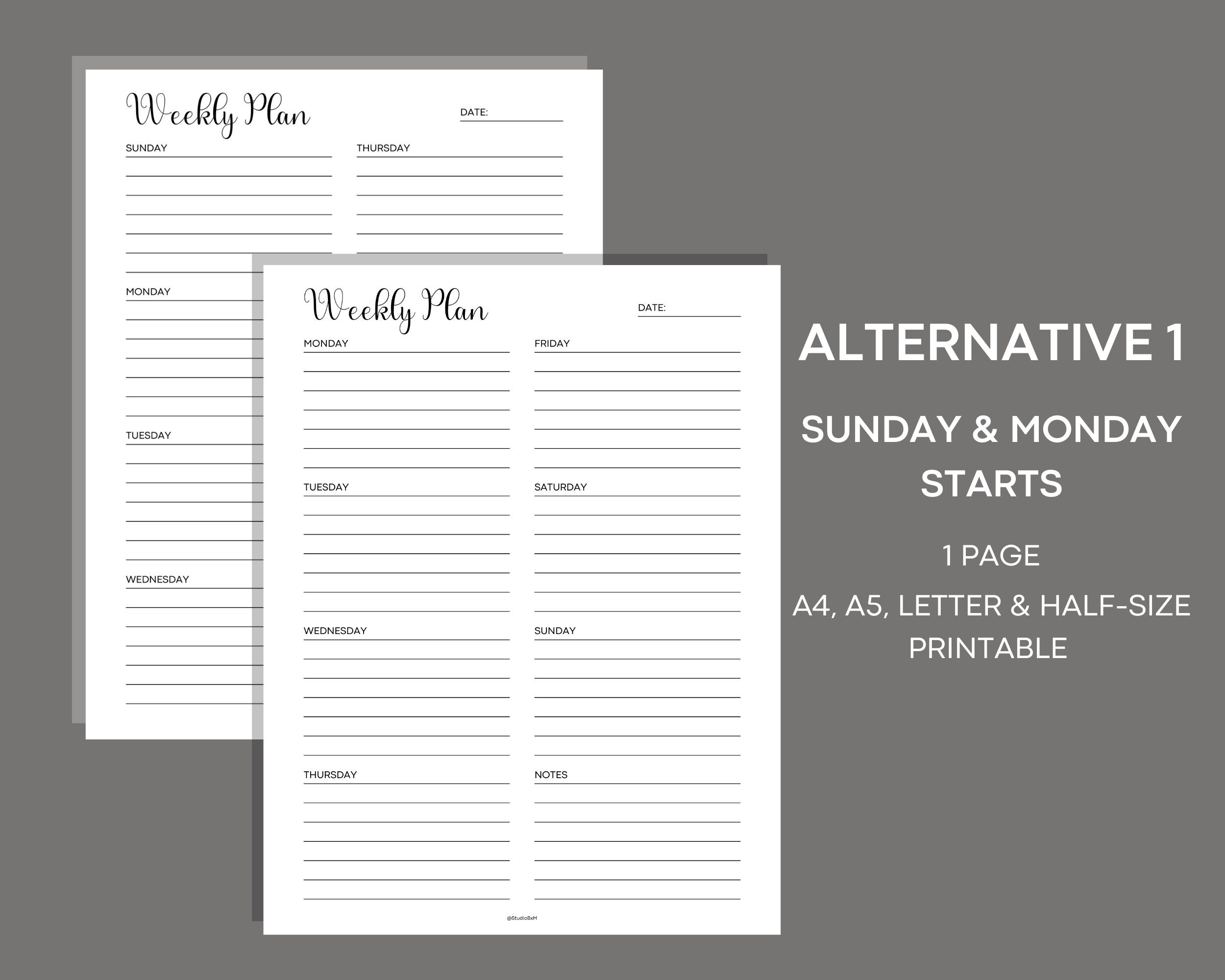 Weekly Organizer Printable, Weekly Planner Printable, Minimalist Weekly ...