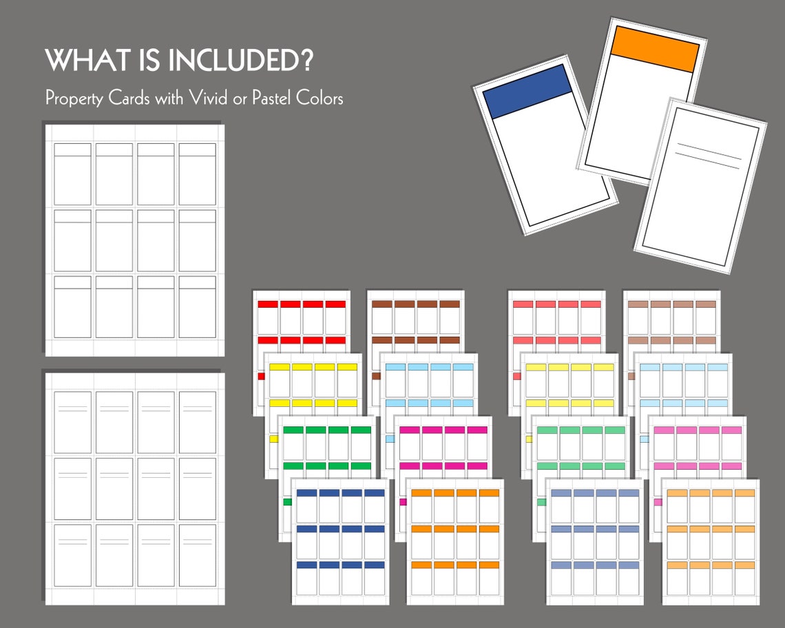 Monopoly Cards | Blank Monopoly Cards | Custom Monopoly Game | Digital ...