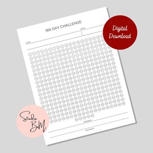 365 Day Challenge | Printable Habit Tracker | Daily Goal Tracker ...