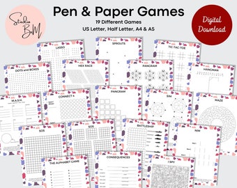 Printable Pen and Paper Games: 19 Classic Games (Digital PDF)