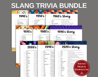 Slang by the Decades Trivia Game: Fun Family Party Activity (Digital Download Quiz Pack)
