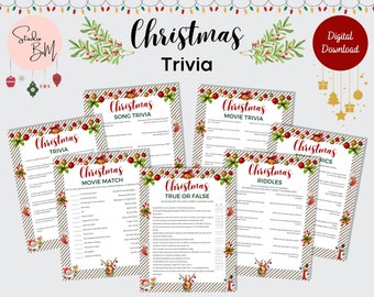 Christmas Trivia Game Bundle: Family Holiday Activities (Instant Download)