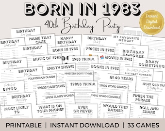 1983 42nd Birthday Games Bundle: Trivia, Word Scramble (Digital Download)