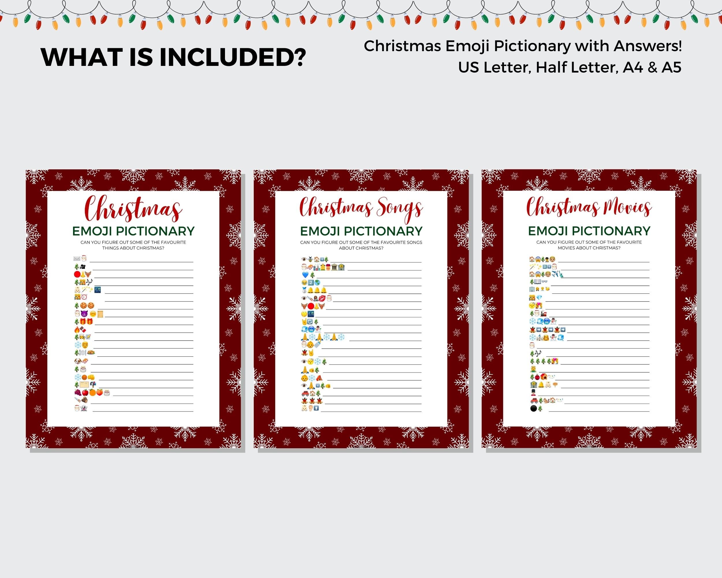 Christmas Emoji Pictionary Game Bundle (digital Download) - Etsy