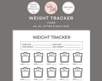 Printable Weight Loss Tracker: Diet & Fitness Planner (Digital Download)