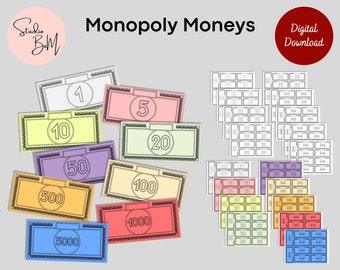 Monopoly Money | Printable Monopoly Game | Digital Download | Instant Download | Replacement Board Game Money