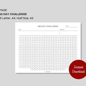 365 Day Challenge | Printable Habit Tracker | Daily Goal Tracker ...
