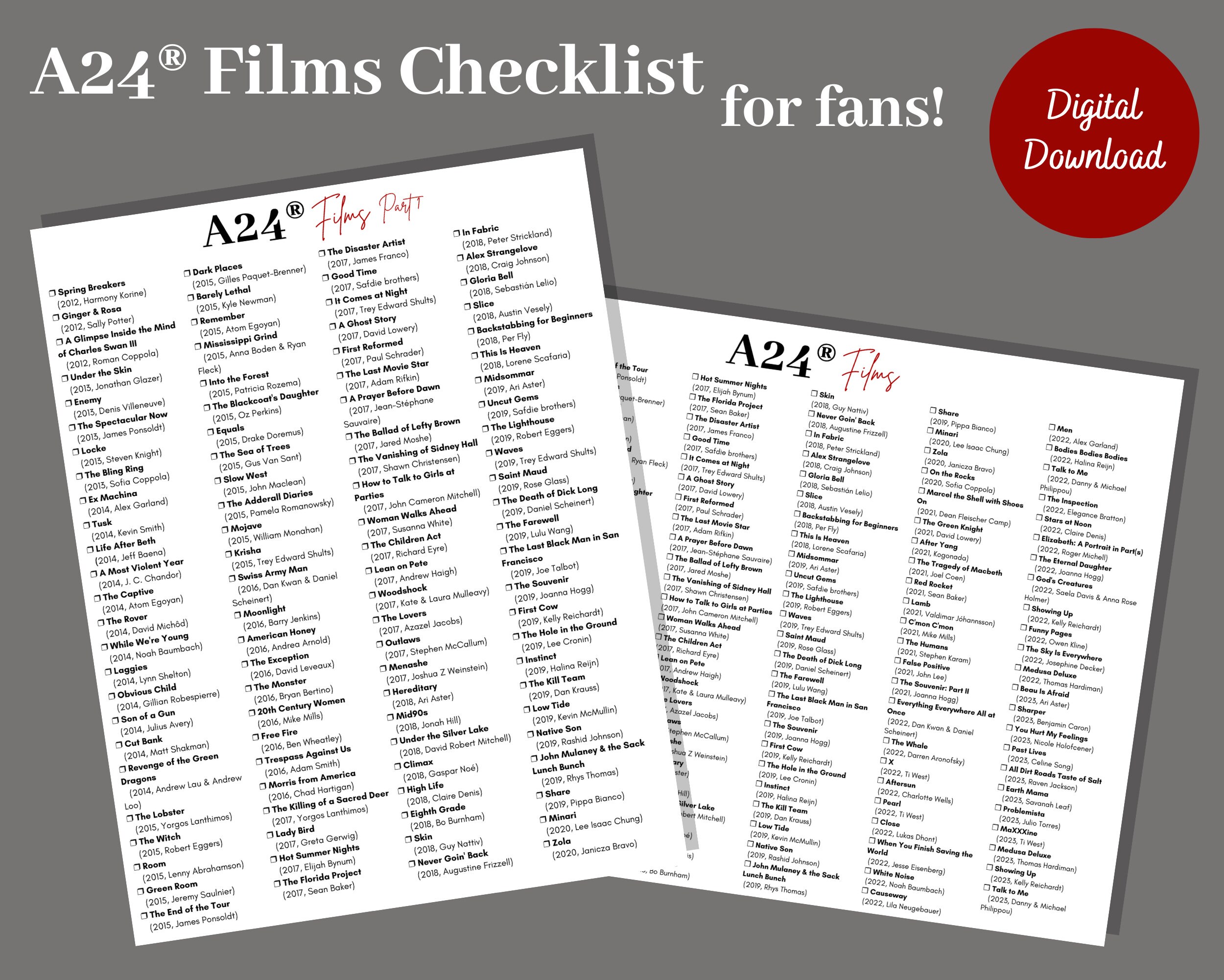 Buy A24 Films Checklist UPDATED IN 2024, Movie Checklist, A24
