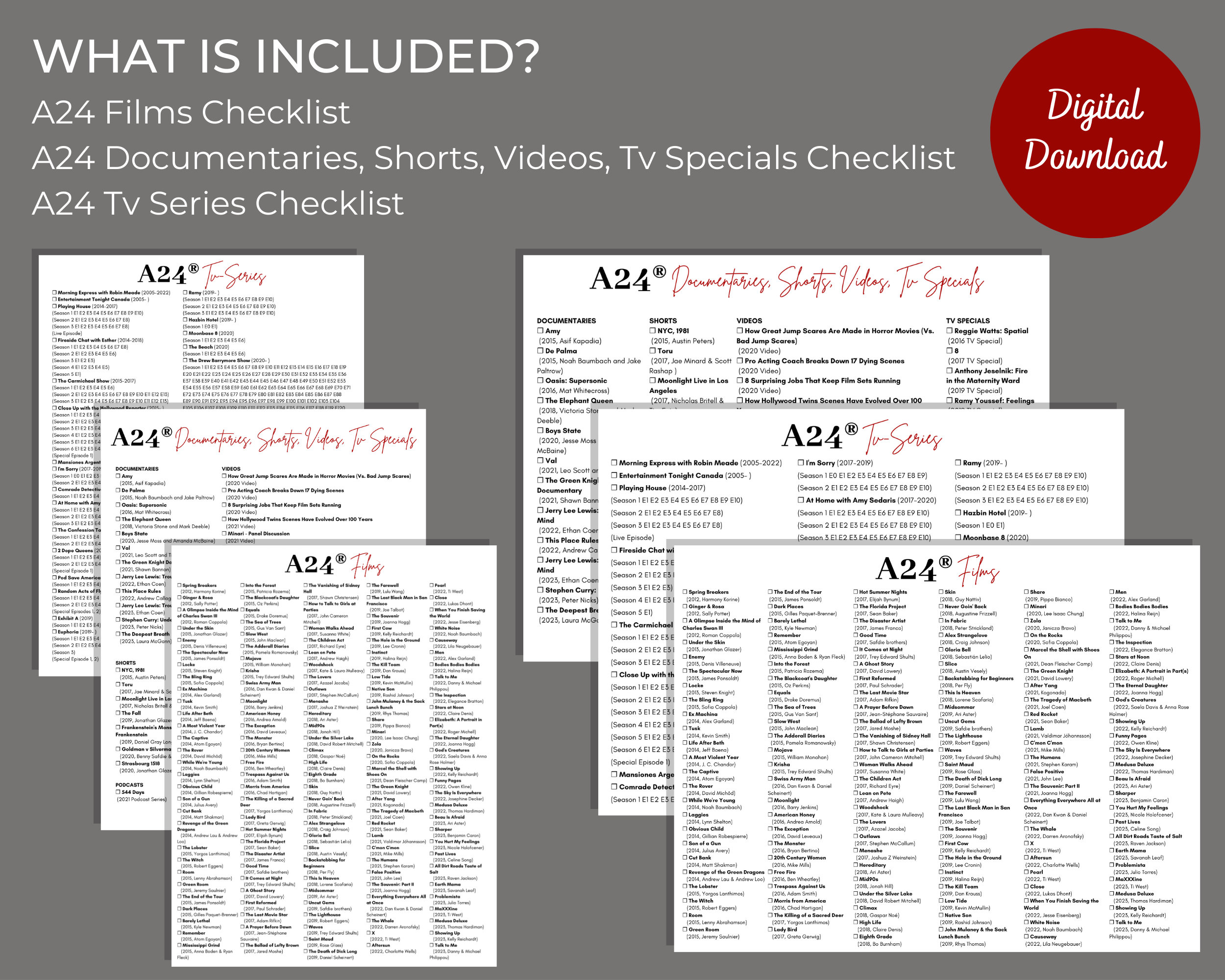 A24 Films Checklist, Movie Checklist, A24 Documentaries, Shorts, Videos