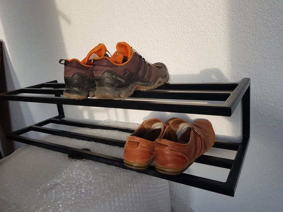 Entryway Wall Metal Shoe Storage Wood Hallway Organizer Wall Mount