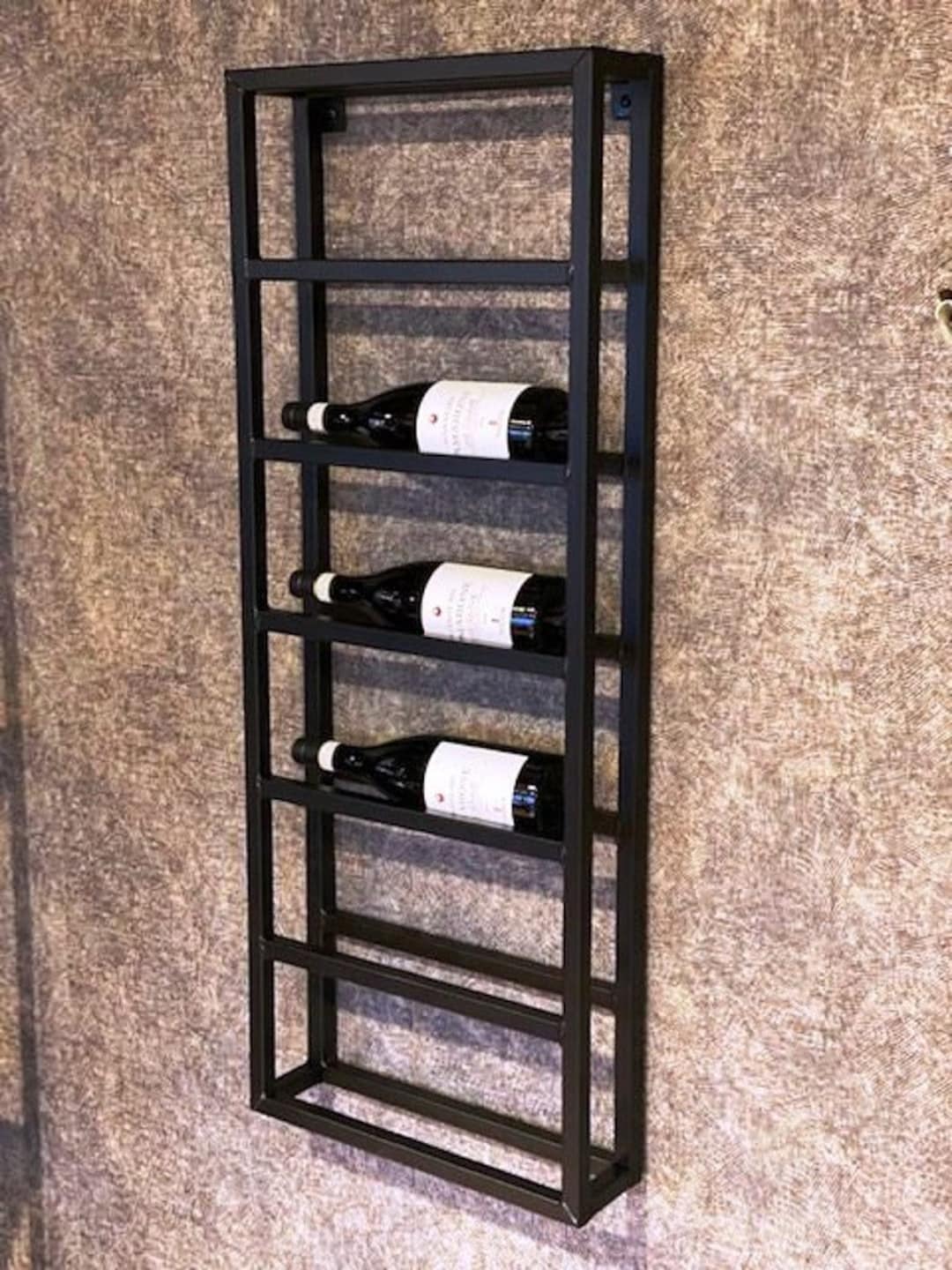 Industrial Wine Racks Wall Mounted Black Pipe Wine Racks Etsy
