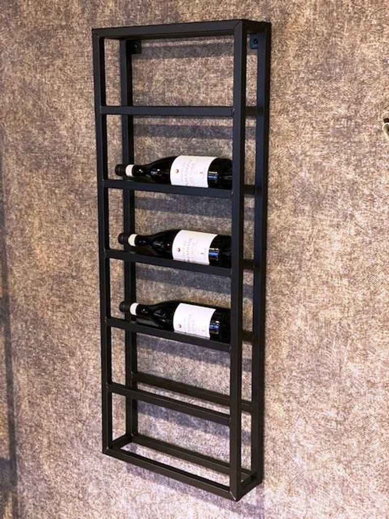 Industrial Wine Racks Wall Mounted Black Pipe Wine Racks Etsy