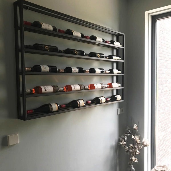 Industrial Wine Rack Wall Mounted, Modern Wine Rack Wall, Modern Wine Shelf, Hexagon Wine Rack, Metal Wall Wine Rack, Wine Display Rack