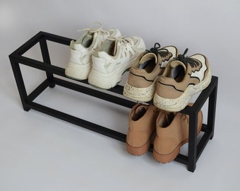 Entryway metal shoe storage Industrial shoe rack Hallway shoe storage Reclaimed custom shoe rack Schuhregal for home decor Housewarming gift