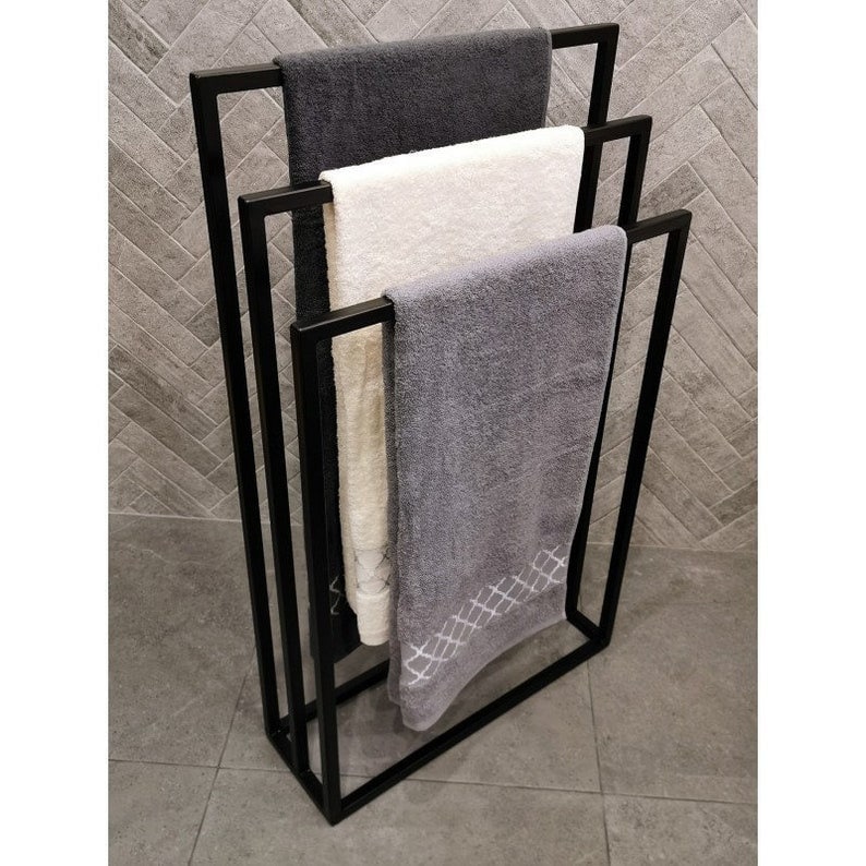 Standing Modern Bathroom Towel Rack Stand, Mounted Vertical Towel Rack
