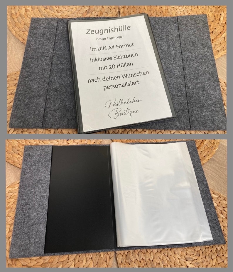 Zeugnishülle, Zeugnismappe A4 Filz personalisiert Design Regenbogen 画像 9