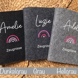 Zeugnishülle, Zeugnismappe A4 Filz personalisiert Design Regenbogen Bild 7