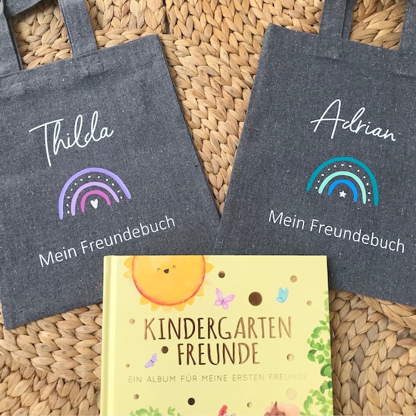 Freundebuch Tasche personalisiert Design Regenbogen