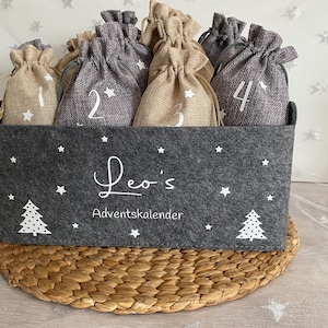 Adventskiste Filz personalisiert Design Tannenbäumchen