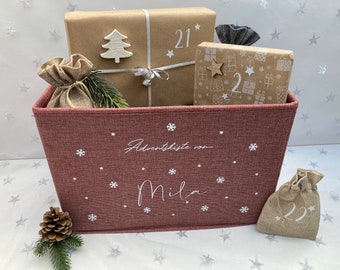 Advent box fabric personalized design snowflakes