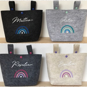 Handlebar bag children's felt design rainbow personalized