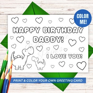 Cartão de aniversário do papai para colorir, cartão do papai das crianças, cartão de aniversário do papai para imprimir, cartão de felicitações para colorir, cartão de felicitações faça você mesmo