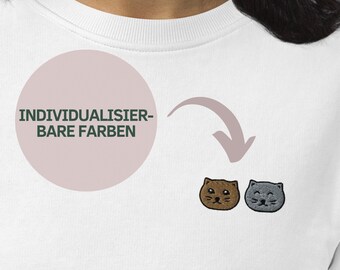 Personlig tröja med kattbroderi. Ekologisk bomullströja med broderi av kattmotiv för kattälskare. Broderi för kattmamma.