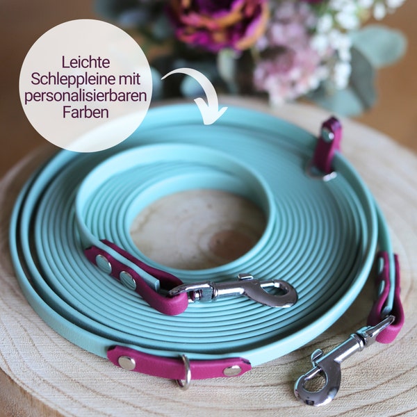 Leash for cats and small dogs made of Biothane, 9 mm wide, freehand towing leash with customizable colors