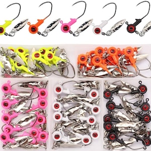 25 Pack Underspin Jig Heads Crappie Jig Head Assorted Colors 1/8 oz