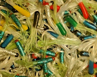 100 Pack Crappie Jigs 2&quot; Tube Jig Skirts Mixed Multicolor