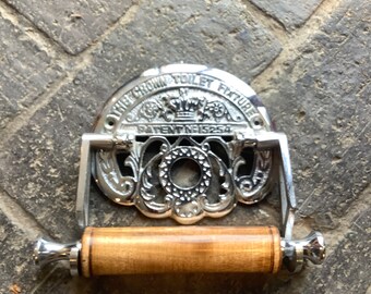 Antique iron toilet roll holder fancy cast iron chromed - The Crown toilet fixture.