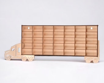 Présentoir de petites voitures en bois | Étagère de rangement à 35 compartiments