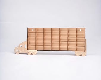Présentoir en bois pour camions jouets avec compartiments | Armoire Hot Wheels | Étagère pour petites voitures | Resorak | Rangement pour voitures miniatures | Chambre d'enfant