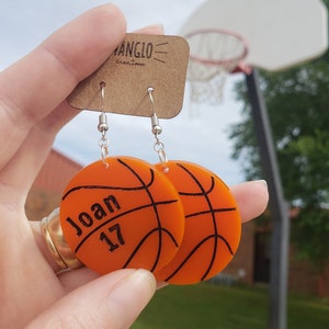 Personalized Basketball Dangle and Drop Earrings *Basketball Player Name and Number Earrings * Basketball Mom and Fan Earrings