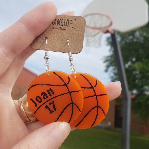 Personalized Basketball Dangle and Drop Earrings *Basketball Player Name and Number Earrings * Basketball Mom and Fan Earrings