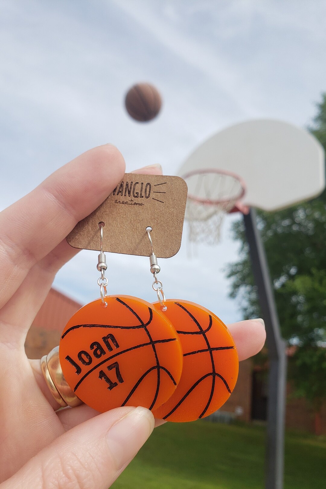 Personalized Basketball Dangle and Drop Earrings basketball Player Name and Number Earrings