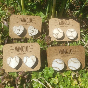 Personalized Number Baseball Stud Earrings / T-Ball Hand Painted Wood Stud Earrings * T-ball Mom Earrings * Baseball Fan Earrings *