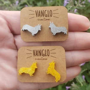 Cardigan Welsh Corgi Dog Silhouette Stud Earrings * Hypoallergenic Dog Stud Earrings *Cute Corgi Earrings *Laser Cut Corgi Stud Earrings