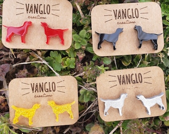 Pendientes de botón de acrílico cortados con láser con forma de perro labrador * Pendientes de mamá perro labrador * Pendientes de botón de plástico de colores con forma de silueta de labrador