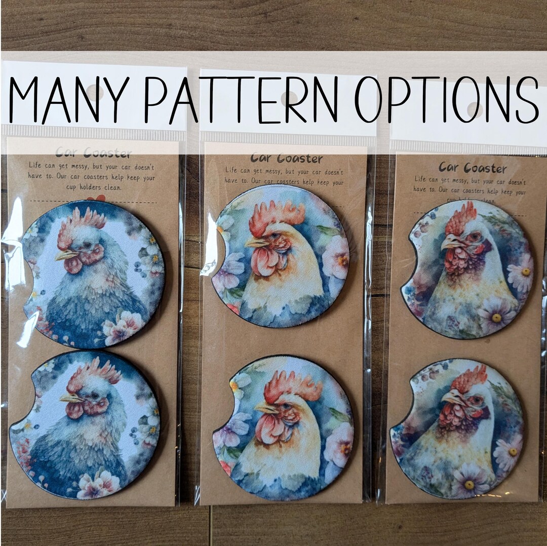 Personalized Chicken Car Coasters* 2 Pack Soft Rooster Car Coasters ...
