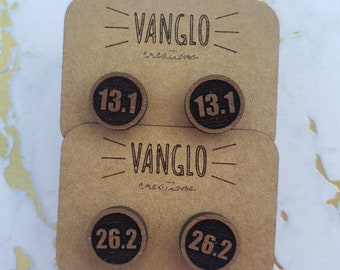 13.1 and 26.2 Studs * Walnut Stud Earrings for Full and Half Marathon Runners * Earrings for Trail Runners *Runner Earrings