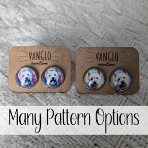 Westie Stud Earrings* Cabochon Westie Earrings* West Highland White Terrier Earrings *Beautiful Round Glass Dome Westie Earrings*