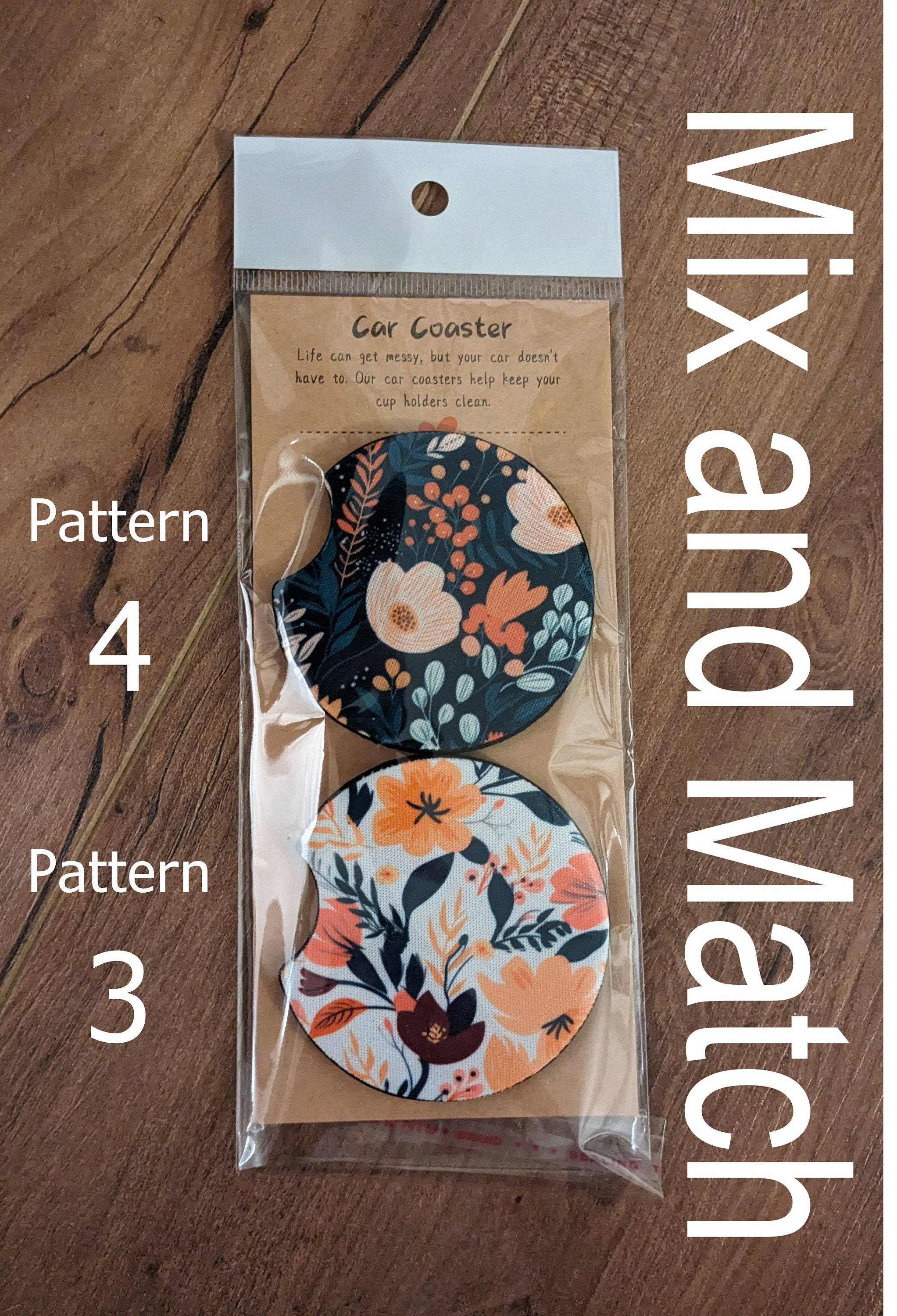 Floral Car Coasters* 2 Pack Soft Flower Car Coasters* Pretty Car Cup ...