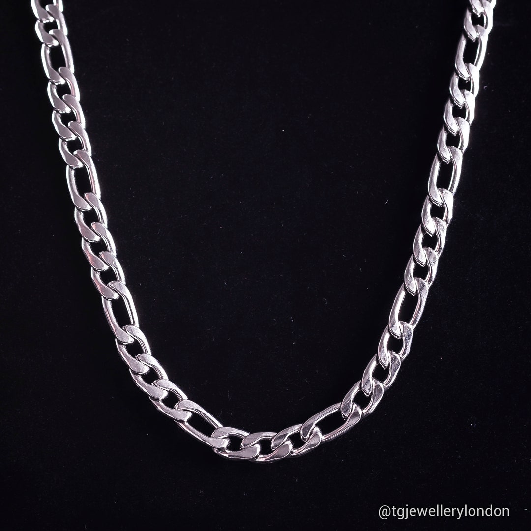 Stainless Steel Flat Figaro/curb Chain Necklace, Gift for Man, Jewelry