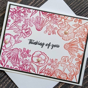 Floral &quot;Thinking of You&quot; Card, Get well Card, Sympathy Card, Support Card