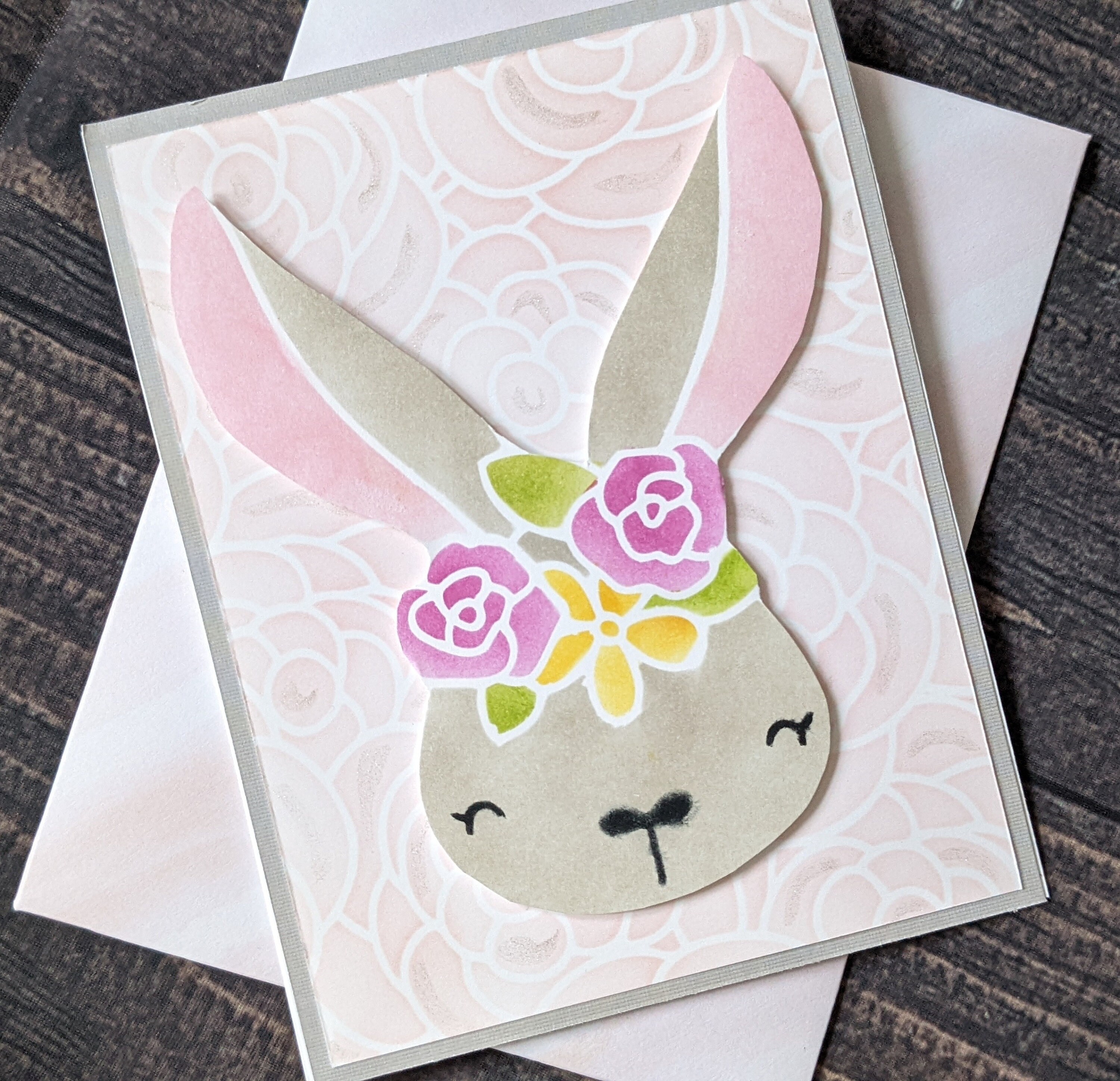 Easter Card With Bunny Wearing Flowers, Floral Handmade Card - Etsy