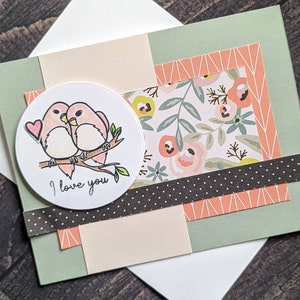 I Love You Card, Love Birds, Valentine&#39;s Day Card, Anniversary, Handmade Card, Personalize, Blank