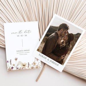 Wildflower Save The Date Template, Boho Save the Date, Watercolor Save Our Date, Photo Save the Date Template, DIY Save the Date / PARIS