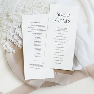 Modern Elegant Wedding Program Template, Printable Modern Wedding Program, Minimalist Wedding Program Card, Simple Ceremony Program - SYDNEY