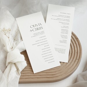 Minimalist Wedding Program Template, Modern Wedding Program, Minimal Wedding Program, Order of Ceremony, Minimal Program Template - LONDON